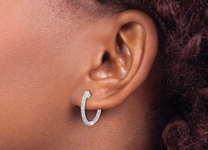 14K white gold diamond hoop earrings, another view