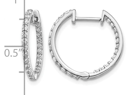 14K white gold diamond hoop earrings, further view