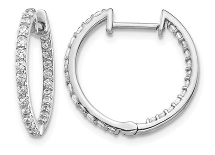 14K white gold diamond hoop earrings