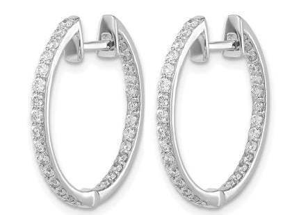 14K white gold diamond hoop earrings, alternate view