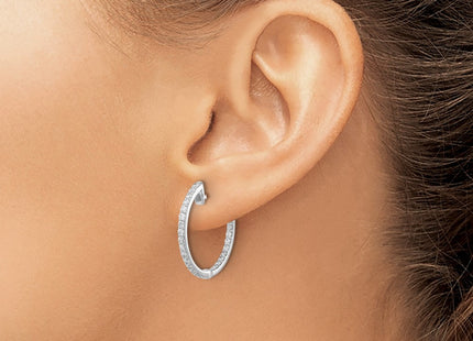 14K white gold diamond hoop earrings, another view