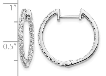 14K white gold diamond hoop earrings, further view