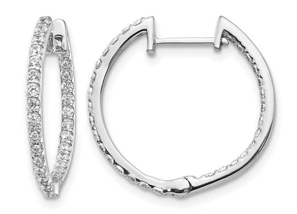 14K white gold diamond hoop earrings