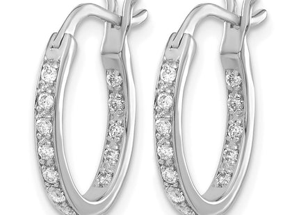 14K white gold diamond hoop earrings, alternate view