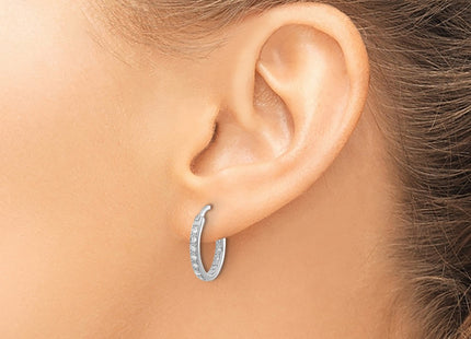 14K white gold diamond hoop earrings, another view