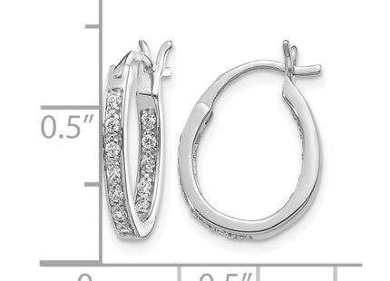 14K white gold diamond hoop earrings, further view