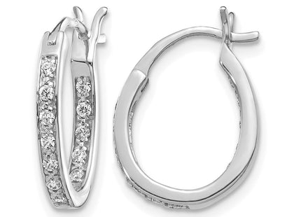 14K white gold diamond hoop earrings