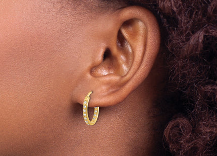 14k Diamond In/Out Hoop Earrings