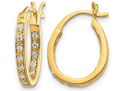 14k Diamond In/Out Hoop Earrings