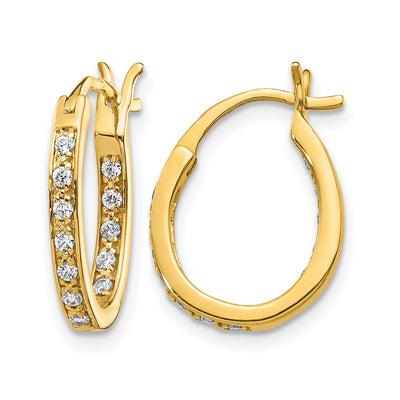 14K Diamond In/Out Hoop Earrings