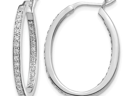 14k White Gold Diamond In/Out Hoop Earrings, 25 x 20mm