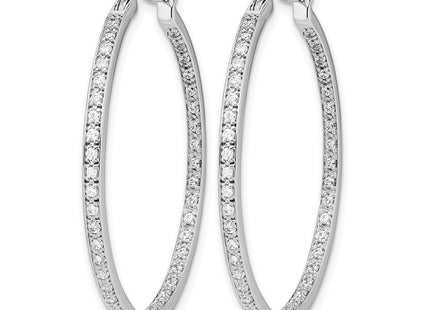 14K white gold diamond hoop earrings, alternate view