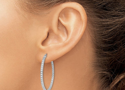 14K white gold diamond hoop earrings, another view