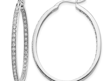 14K white gold diamond hoop earrings