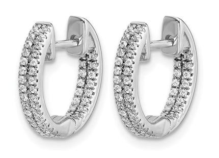 14K white gold diamond hoop earrings, alternate view