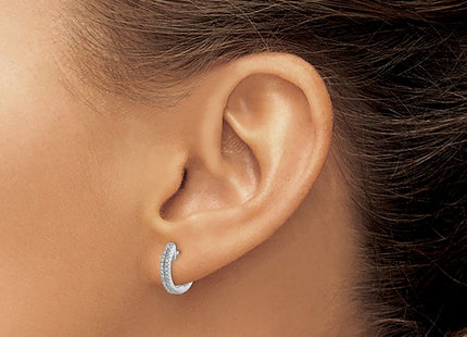 14K white gold diamond hoop earrings, another view