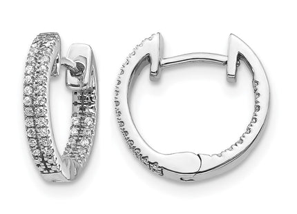 14K white gold diamond hoop earrings