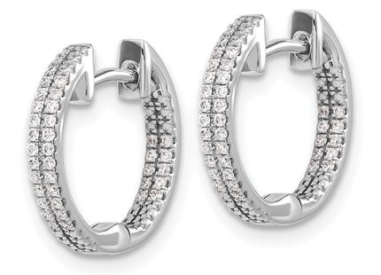 14k White Gold In/Out Diamond Hinged Hoop Earrings (Style EM5428-020-WA)