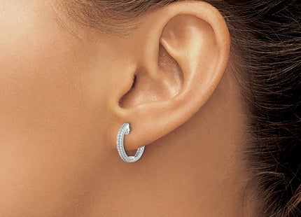 14k White Gold In/Out Diamond Hinged Hoop Earrings (Style EM5428-020-WA)