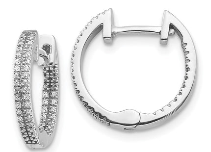 14k White Gold In/Out Diamond Hinged Hoop Earrings (Style EM5428-020-WA)