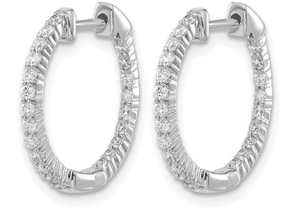 14K white gold diamond hoop earrings, alternate view