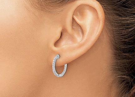14K white gold diamond hoop earrings, another view