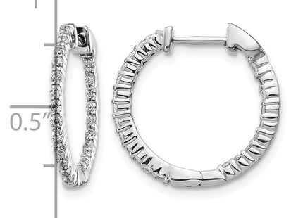 14K white gold diamond hoop earrings, further view