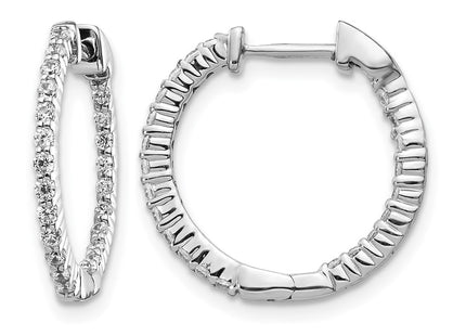 14K white gold diamond hoop earrings