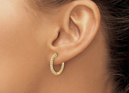 14k Gold Polished Diamond In/Out Hinged Hoop Earrings (Style EM5430-050-YA)