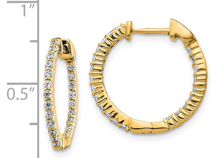 14k Gold Polished Diamond In/Out Hinged Hoop Earrings (Style EM5430-050-YA)