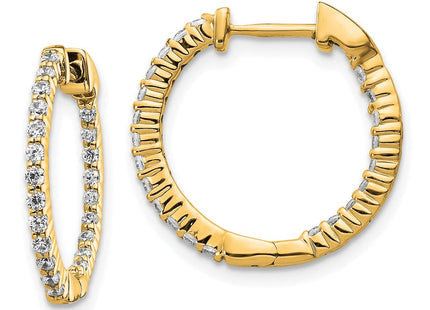 14k Gold Polished Diamond In/Out Hinged Hoop Earrings (Style EM5430-050-YA)