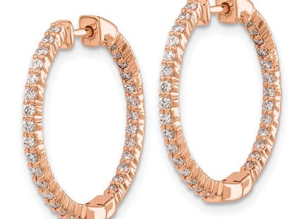 14k Rose Gold Polished Diamond In/Out Hinged Hoop Earrings (Style EM5431-062-RA)