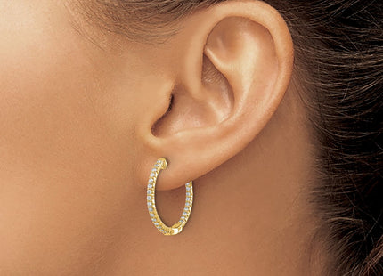 14K gold diamond hoop earrings, another view