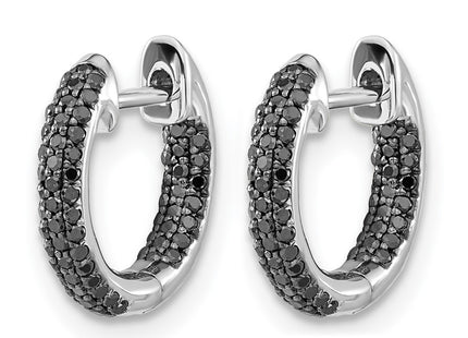 14K white gold diamond hoop earrings, alternate view
