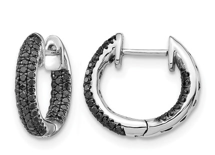 14K white gold diamond hoop earrings