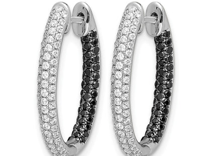 14K white gold diamond hoop earrings, alternate view
