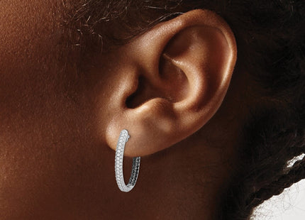 14K white gold diamond hoop earrings, another view