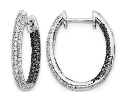 14K white gold diamond hoop earrings