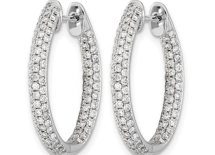14K white gold diamond hoop earrings, alternate view