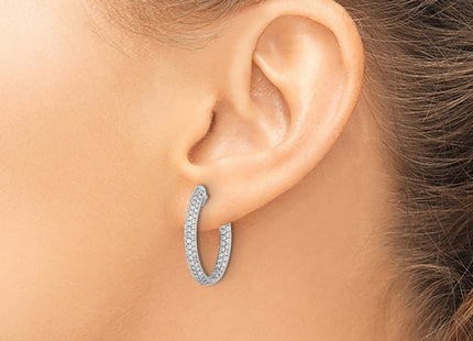 14K white gold diamond hoop earrings, another view