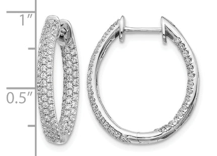 14k White Gold Diamond In/Out Hinged Hoop Earrings, 22 x 18mm