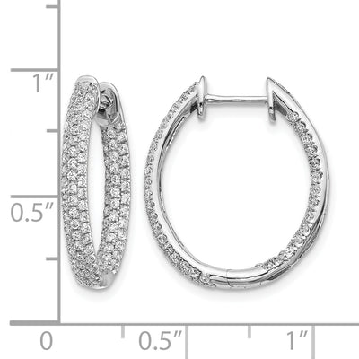 14K White Gold Diamond In/Out Hinged Hoop Earrings, 22 x 18mm