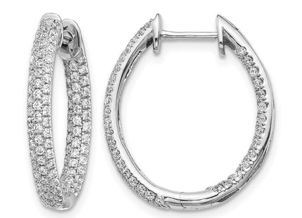 14K white gold diamond hoop earrings