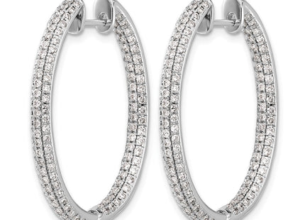 14K white gold diamond hoop earrings, alternate view