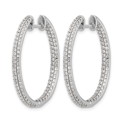 14K White Gold Diamond In/Out Hinged Hoop Earrings, 32 x 26mm