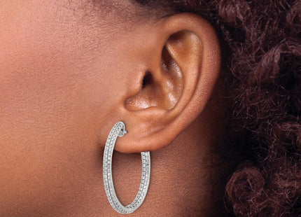 14K white gold diamond hoop earrings, another view
