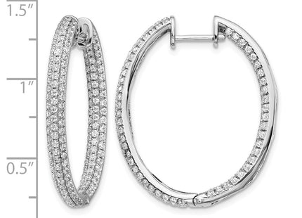 14K white gold diamond hoop earrings, further view
