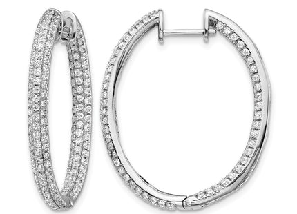 14K white gold diamond hoop earrings