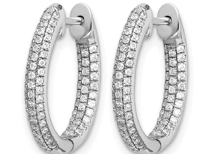 14K white gold diamond hoop earrings, alternate view
