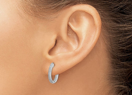 14K white gold diamond hoop earrings, another view